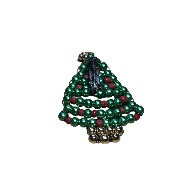 Unbranded Jewelry - Christmas Tree Beaded Brooch Pin Green Red One Size